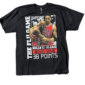 Chicago Bulls Jordan and Pippen 1997 Finals The Flu Game Black T-Shirt NWOT
